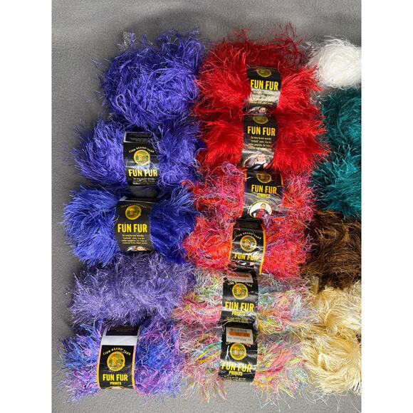 Lion Brand Yarn Fun Fur Mixed Two Pound 2# Lot Crochet Knit Craft DIY Gift - Picture 2 of 11